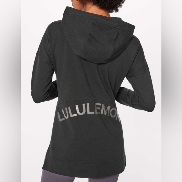 Lululemon Cut Above Hoodie (Expression)‎ Wordmark Black Slit Hidden Pocket sz8 - Picture 1 of 9